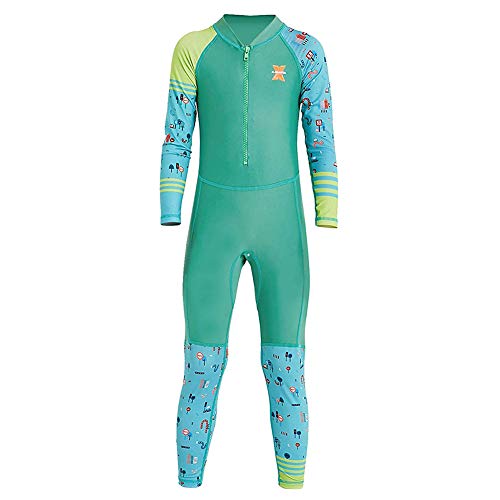 IBAKOM Wetsuit for Kids Girls Boys Color Block One Piece Swimsuit Long Sleeve Zip Swimwear Scuba Diving Surf Bathing Suit2