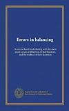 Erreurs d\'équilibrage : un manuel concis traitant des causes les plus habituelles des différences dans les équilibres des sentiers et de la méthode de leur détection