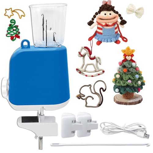 Vurlexat Tricotin Automático, Muy Eficiente, Mini Molino de Tejer, Cuerda Decorativa para Tejer, Máquina de Tejer, Máquina de Ganchillo para Adultos y Niños, Fácil Aplicación para Principiantes, Azul