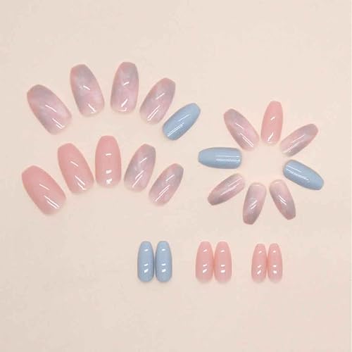 Miniatura 9 de Uñas francesas cortas a presión con punta francesa, uñas postizas de almendra, uñas blancas brillantes para mujeres, 24 unidades por juego