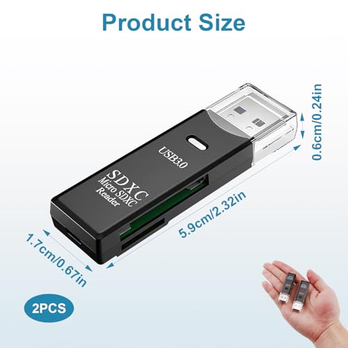 2 PCS Lector de Tarjetas USB C, Adaptador de Lector de Tarjetas SD/Micro SD OTG USB 3.0, Lectores de Tarjetas Externos Portátiles, para SD/Micro SD/MMC/TF/SDXC/SDHC, etc., para Tabletas y Computadoras - imagen 2