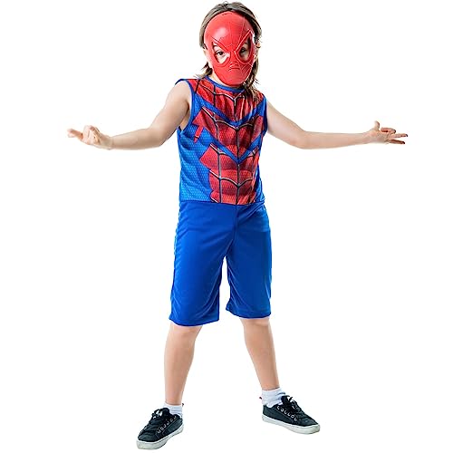 Fantasia Infantil Homem Aranha com Máscara do Aranha Festa e dia das Bruxas (P)