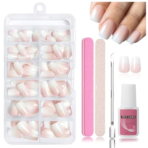 Nymora Press on Nails Lot de 240 faux ongles à coller en gel souple ABS avec colle à ongles 8 ml, lime à ongles, repousse-cuticules, boîte de rangement...