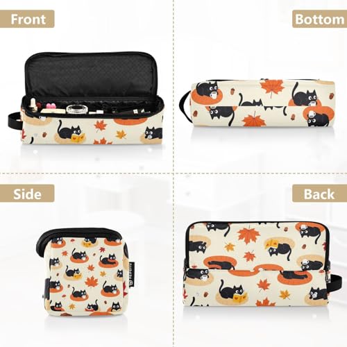 Bolsa organizadora y tapete resistente al calor para herramientas de cabello, gran capacidad, patrón gato negro, para planchas, rizadores, cepillos y accesorios miniatura 5