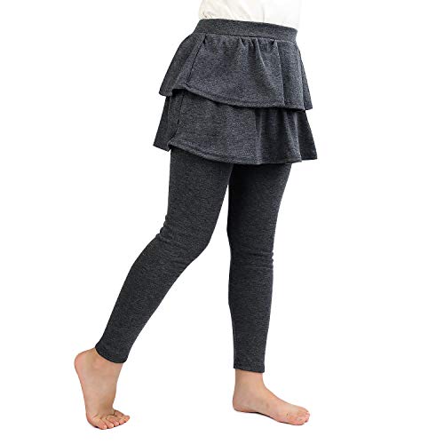 Image of BOOPH Little Girls Leggings with Ruffle Tutu Skirt Kids Uniform Pants | Footless Tights 4-14 Year