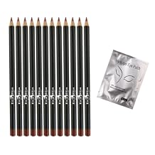 Italia Deluxe 12 pcs Eyeliner Pencil, Ultra Fine, Creamy, High-pigmented, Long-lasting + Hydrogel Eye Patch for Lash Extensions Light Brown