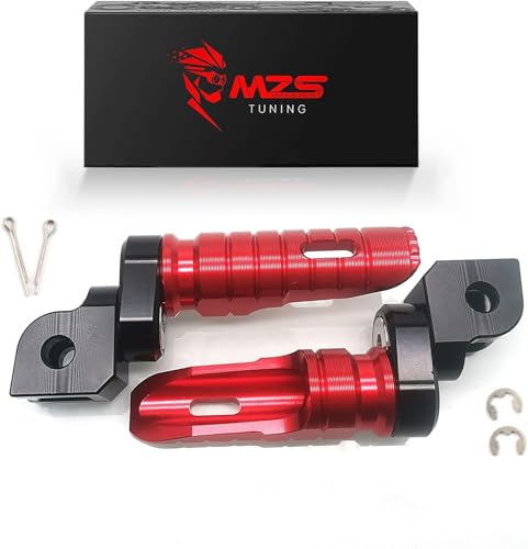 Image of MZS Motorcycle Foot Pegs, Adjustable Front Footpegs Rider Footrest Rest Pedal CNC Red Compatible with GROM Monkey CBR 600 F2 F3 F4 F4I CBR600RR CBR650F CBR650R CBR1000RR CBR1100XX VFR800 VFR1200F