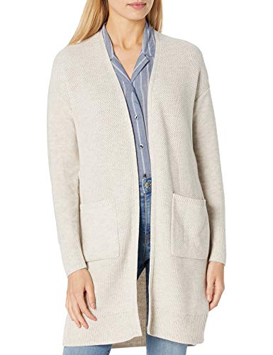 Amazon Brand - Goodthreads Women's Everyday Soft Blend Honeycomb Long Line Cardigan Sweater, Pale Heather, Large
