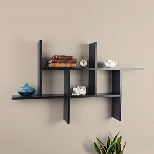 Danya B. XF160708BK Decorative Modern Sturdy Cantilever Floating Wall Mount Shelving Unit - Black - Thumbnail 2