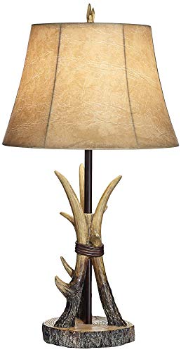John Timberland Boone Rustic Western Table Lamps 27.5" Tall Set Of 2 With Usb Charging Port Natural Antler Bell Shade Decor For Living Room Bedroom House Bedside Nightstand Home Office #TOP6