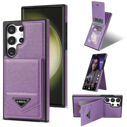 Coque Samsung S24 Ultra protection cuir Mor avec porte-carte intégré