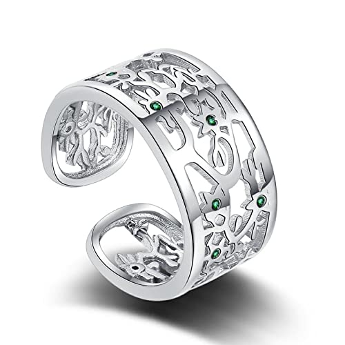 Bague Ajustable De l'Arbre De Vie, Bague Réglable En Argent Sterling 925, Bague Arbre de Vie Femme, Bague De l'Arbre De Vie, Bague Arbre De Vie, Cadeaux pour Femme (avec Boîte Cadeau)