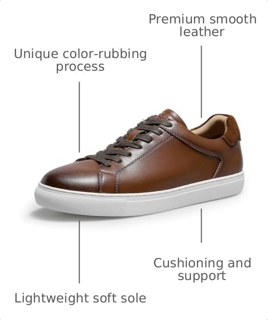 Image of Classic Sneakers Leather Casual Dress Sneakers Breathable Lace-up Oxford Fashion Sneaker for Men