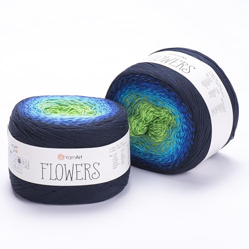 Image of Yarn Art YarnArt Flowers Yarn 55% Cotton 45% Acrylic 250gr 1094yds Multicolor Cotton Yarn Rainbow Crochet Yarn Spring Summer - 1 Fine Sport Skein (300)