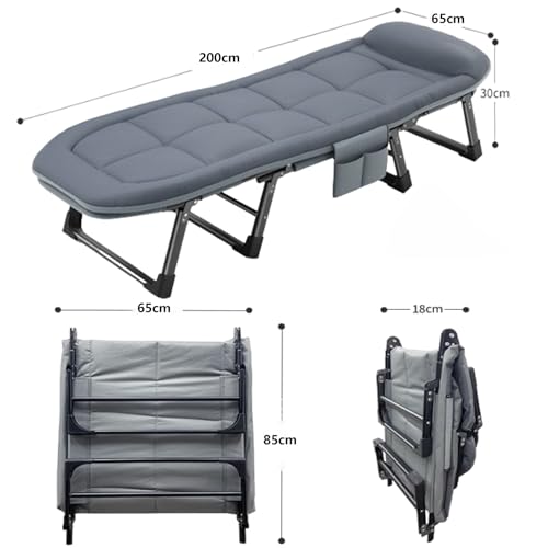 Lit d'extérieur pliable adulte lit de camping robuste dossier réglable matelas