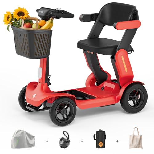 Paiseec Powered Mobility Scooter S3, Removable Battery Foldable Electric Scooter with AI Safety System, Folding Mobility Scooter for Adults Seniors, 25 Miles 6 MPH 300 lbs, All Terrain, Slope Safety
