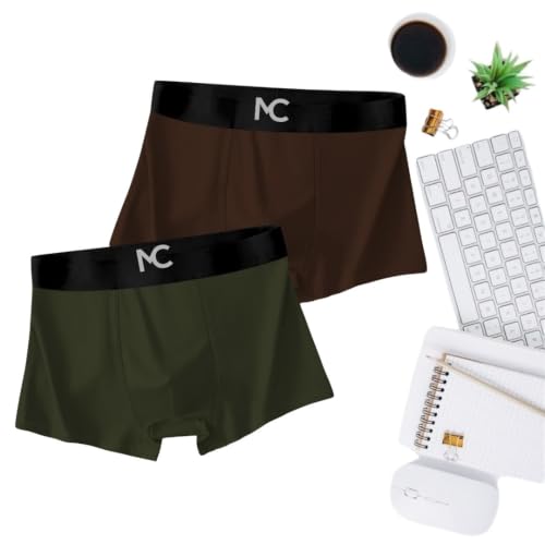 Image of MC Men's Microfiber Boxer Briefs for Men | Ultra Soft, Breathable, Stretchable Innerwear | Moisture-Wicking Trunks | Comfortable Elastic Waistband | Pack of 2