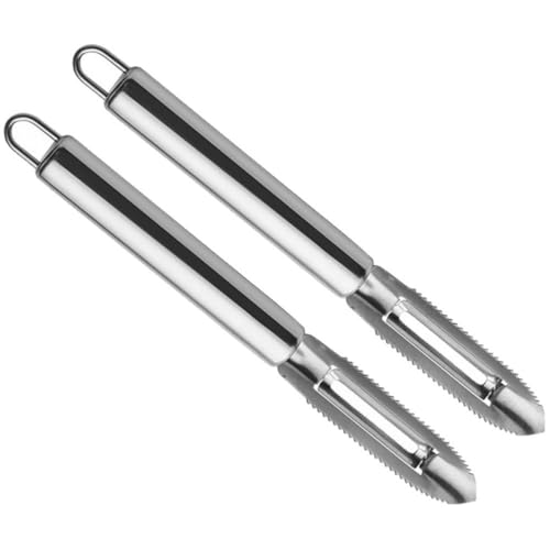 HOMSFOU 2 Peladores Multifuncionales de Acero Inoxidable, Pelador de Frutas y Verduras, para Pepinos, Zanahorias y Patatas, Pack 2 Unidades, Herramienta de Cocina Práctica y Resistente