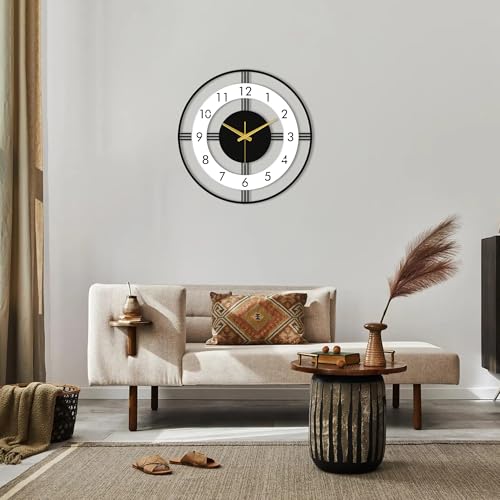 Image of Auromin Luxury Decorative Metal Wall Clock for Bedroom | Designer Big Size Wall Watches for Living Room, Dinning Room, Kitchen, Office | Aesthetic Unique WallClocks for Decoration