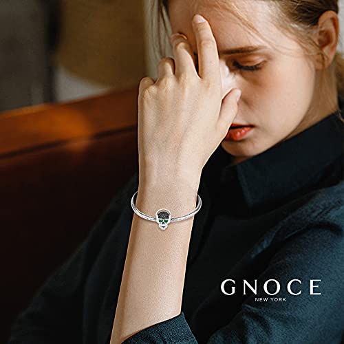 Image of GNOCE Skull Pendant Charm Silver Dangle Charms Bead fit Bracelet /Necklace Jewelry Gift for Women Men