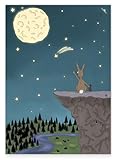 Printistico Poster A5 Käfer und Hase schauen in die Sterne 