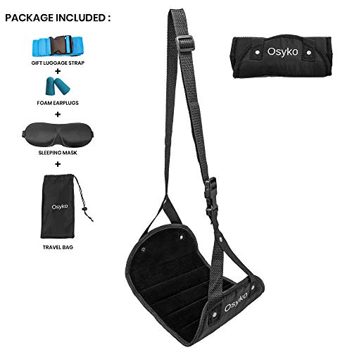 Airplane Footrest Hammock Airplane Foot Rest - Comfy Hanger for Airplane Travel Footrest Portable and Foot Sling Made with Premium Memory Foam Provides Lower Back Support and Comfort