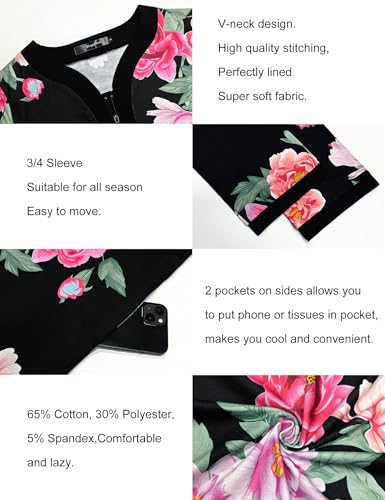 Image of Bloggerlove House Dresses for Women Zip Up Robes Soft Cotton Nightgown Half Sleeve House Coat Long Night Gowns Sleepwear