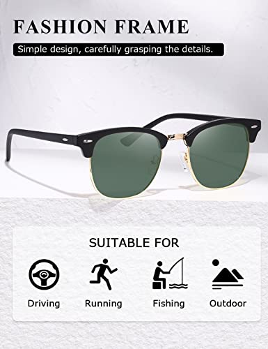 Image of AEVOGUE Polarized Semi Rimless Sunglasses for Men Women, Retro UV400 Sun Glasses for Driving Outdoor