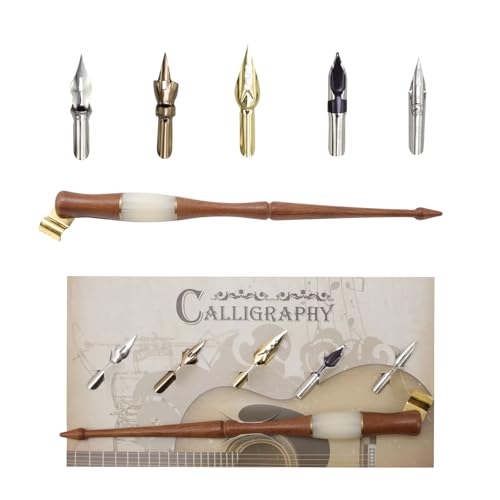 Wood Calligraphy Dip Pen Holder Set with Nibs