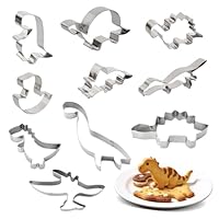 Dinosaur Cookie Cutters,10 Pieces Stainless Steel Shaped Cookie Cutters Mold, Dinosaur Cookie Cutter for Kids Dino Party,Trex,Stegosaurus,Brontosaurus Cutter,for Kitchen Baking Party Decor