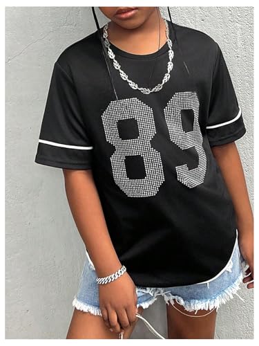 SOLY HUX Girl's Y2k Jersey Shirts Number Graphic Rhinestone T Shirts Short Sleeve Streetwear Tee Tops3