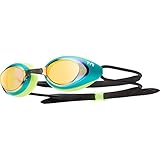 TYR - Gafas de natación con Espejo de Perfil bajo, Unisex Adulto, Color Gold/Green/FL. Yellow, tamaño Medium