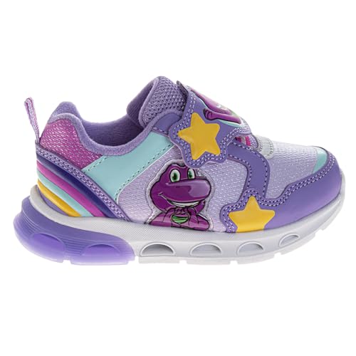 Josmo Barney The Dinosaur Sneakers Laceless LED Light Up Shoe - Lightweight Breathable Slipon Athletic Shoes for Kid Girls (Sizes 5-10 Toddlers)2