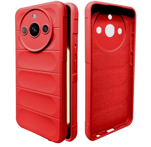 Image of A rtistque Liquid Silicone Stripes Back Cover Case for Realme Narzo 60 5G | with Camera Protection | with Inner Fabric | Anti Slip Grip | AirBag Case - Red