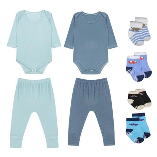 Kit 8 Body Bebê Manga Longa Calça e Meias Canelado Premium Menino (Sortido, M)
