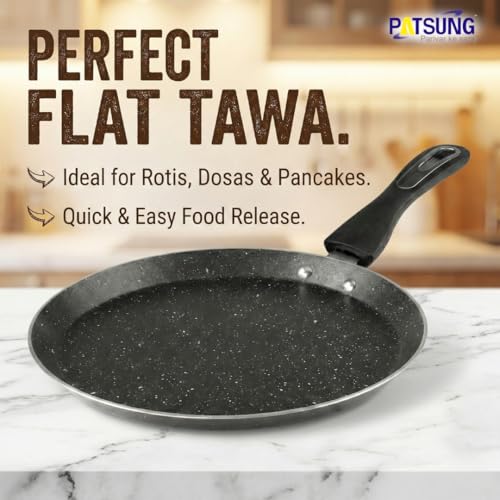 Image of 3-Piece Non-Stick Cookware Set - Tawa, Kadai with Glass Lid & Frying Pan | 3-Layer Non-Stick Coating | Induction & Gas Stove Compatible | Bakelite Cool-Touch Handles | Durable & Easy to Clean
