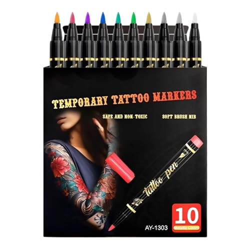 DAWCBVJQ Marqueurs Body Art,Kit De Maquillage Visage Lavable Avec Pochoirs,Stylos Cosmétiques pour le Corps et la Peau - Pour Et Ados Femmes Hommes Cosplay Fêtes Carnavals Déguisements