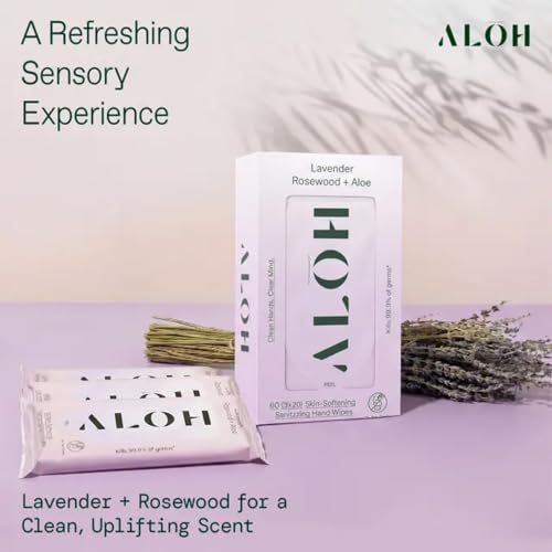 Image of ALŌH Lavender Rosewood + Aloe Hand Sanitizer Wipes, Travel Size