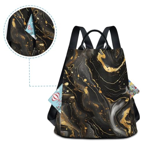 Image of ALAZA Luxury Black & Gold Marble Backpack Purse for Women Anti Theft Fashion Back Pack Shoulder Bag