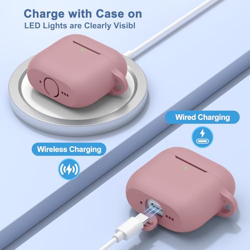 Image of Tobfit Case for AirPods 4 Case Cover 2024 with Lanyard & Keychain, Soft Silicone Protective Case for Apple AirPods 4th Generation, Full Protection, Support Wireless Charging, Bean Paste