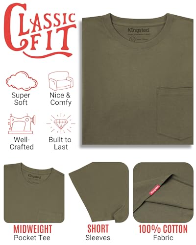 Image of Kingsted Pocket T-Shirts for Men - Super Soft & Comfy 100% Cotton Shirts