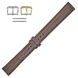 Real Leather Creations 16mm Long Brown Montana Leather Watch Band Strap - Padded Stitched – American Factory Direct - Gold and Silver Buckles Included – Made in USA FBA946