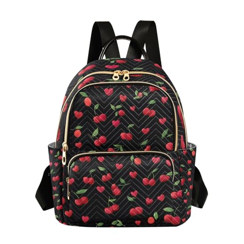 ALAZA Red Cherry Pattern Mini Backpack Purse for Women Travel Bag Lightweight Shoulder Bag Fashion Daypack184