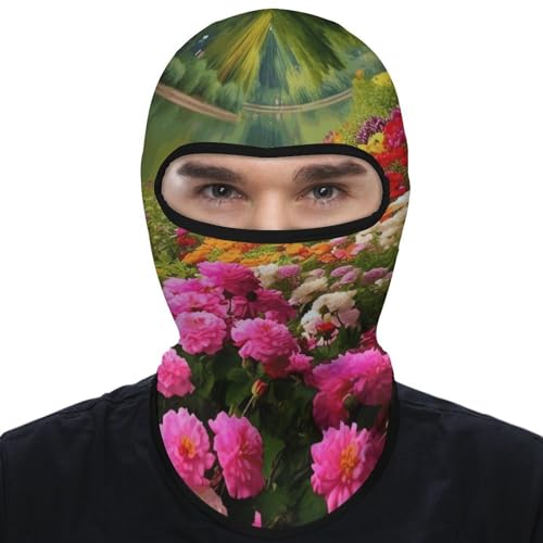 Balaclava para hombres para esquí y ciclismo con diseño de flores, cubre cara completa para mujer