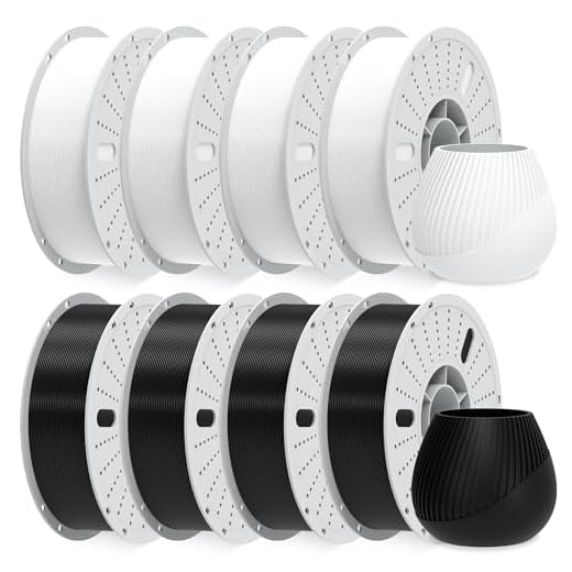 PINBALL PLA 3D Printer Filament 1.75mm Multi-Color Filament 3D Printing PLA Filament Dimensional Accuracy +/- 0.02mm Suitable for Most FDM 3D Printers 8 KG 4 White / 4 Black