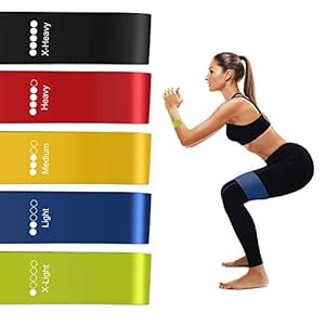 Fitnessband, Redmoo 5er Set Theraband Gymnastikband Fitnessbänder Widerstandsbänder Resistance Band mit 5-Stärken X-Leicht, Leicht, Mittel, Schwer, X-Schwer für Muskelaufbau,Yoga,Pilates (5 PCS Set)