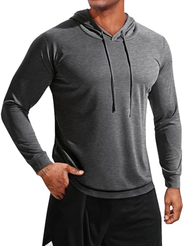 Runcati Mens Lightweight Hoodies Pullover Long Sleeve Casual Workout Athletic Shirt Hooded Sweatshirts