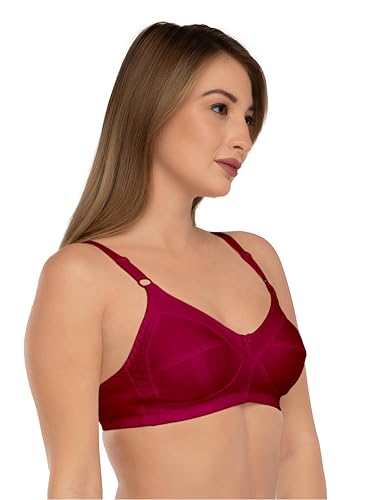 Image of DAISY DEE Women's Cotton Brassiere Non-Padded Wirefree Seamed Full Coverage Comfort-fit Cut and Sew, with Broader Band Regular /Dress /Saree Bra - NSHPU