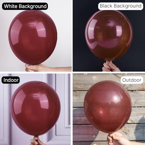 Image of PartyWoo Burgundy Balloons 50pcs Dark Chestnut Red Maroon Dark 12 Inch | Balloons for Graduation Thanksgiving Birthday Bachelorette Citizenship Strawberry Casino Party Decorations Red-Y62