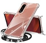 SONY Xperia 5 III ケース クリア ショルダー xperia 5iii SO-53B SOG05スマホケース エクスペリア5III カバー 肩掛け 斜めかけ 縄掛けケース 透明 TPU 耐衝撃 薄型 軽量 ケース 紐付き 斜めがけ 織りストラップ付き ネックストラップ ショルダー 長さ調整可能 取り外し可能 落下防止 紛失防止 (クリア)